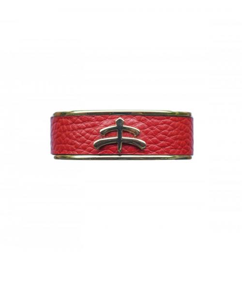 Браслет Leather and brass bangle (красный)